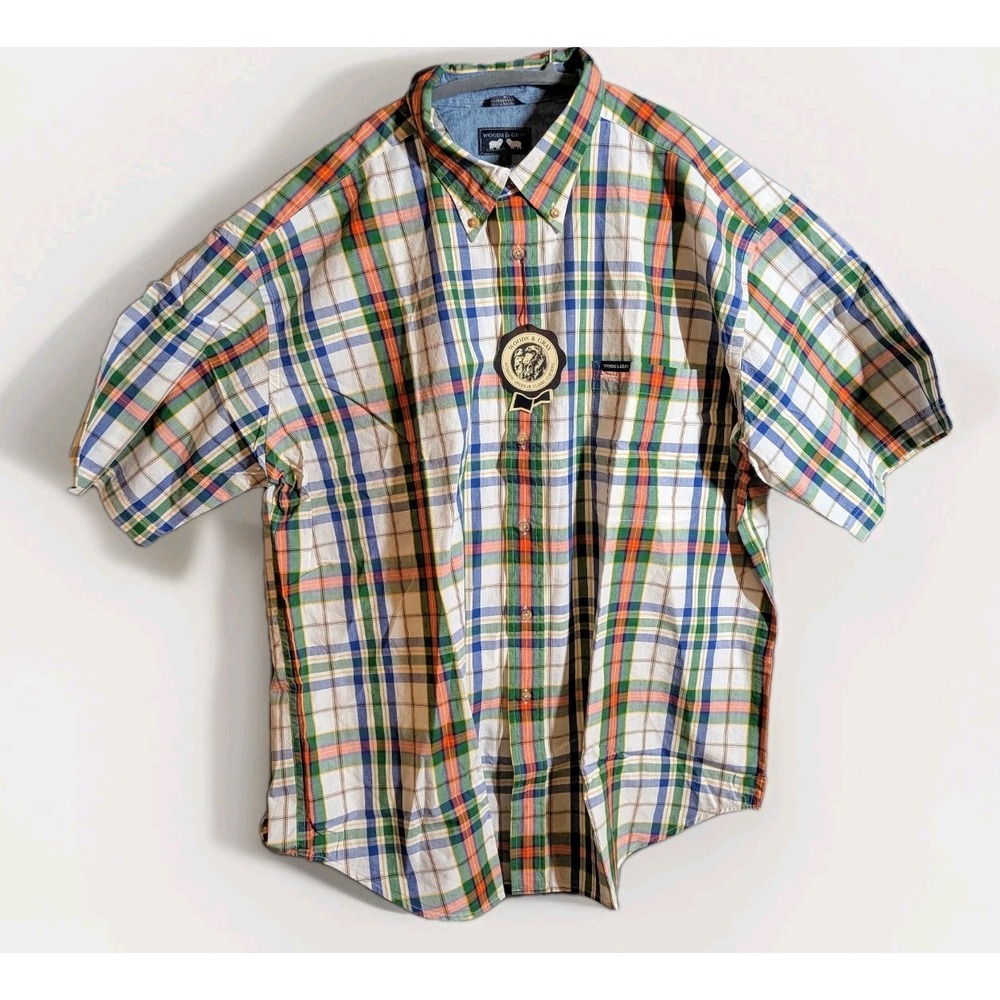 VTG Woods & Gray‎ Plaid Shirt XL NWT Southern Prep Y2K Ivy Poplin Macau